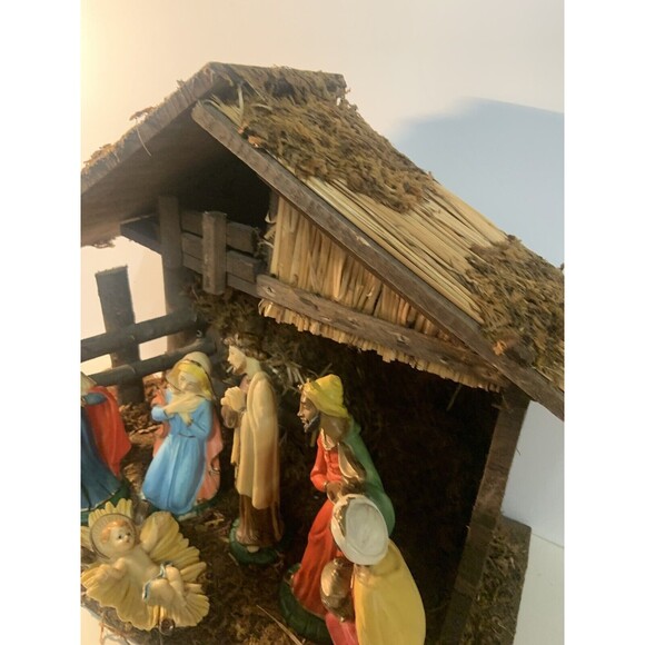 RARE Italy Vintage Nativity SET Hand Painted  Italian Lot of 7 + STABLE - Picture 11 of 16